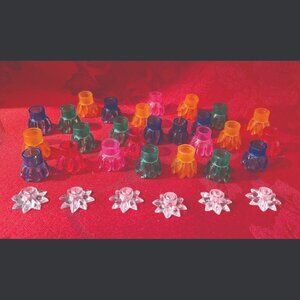 Vintage Christmas Light Reflectors – Flower & Starburst Designs (set of 32)